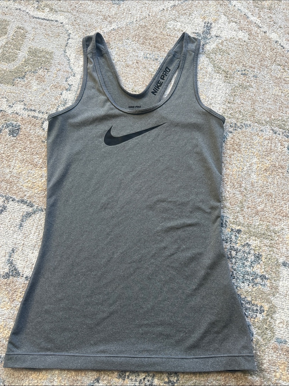 Nike Women's Gray Tank Top with Black Swoosh